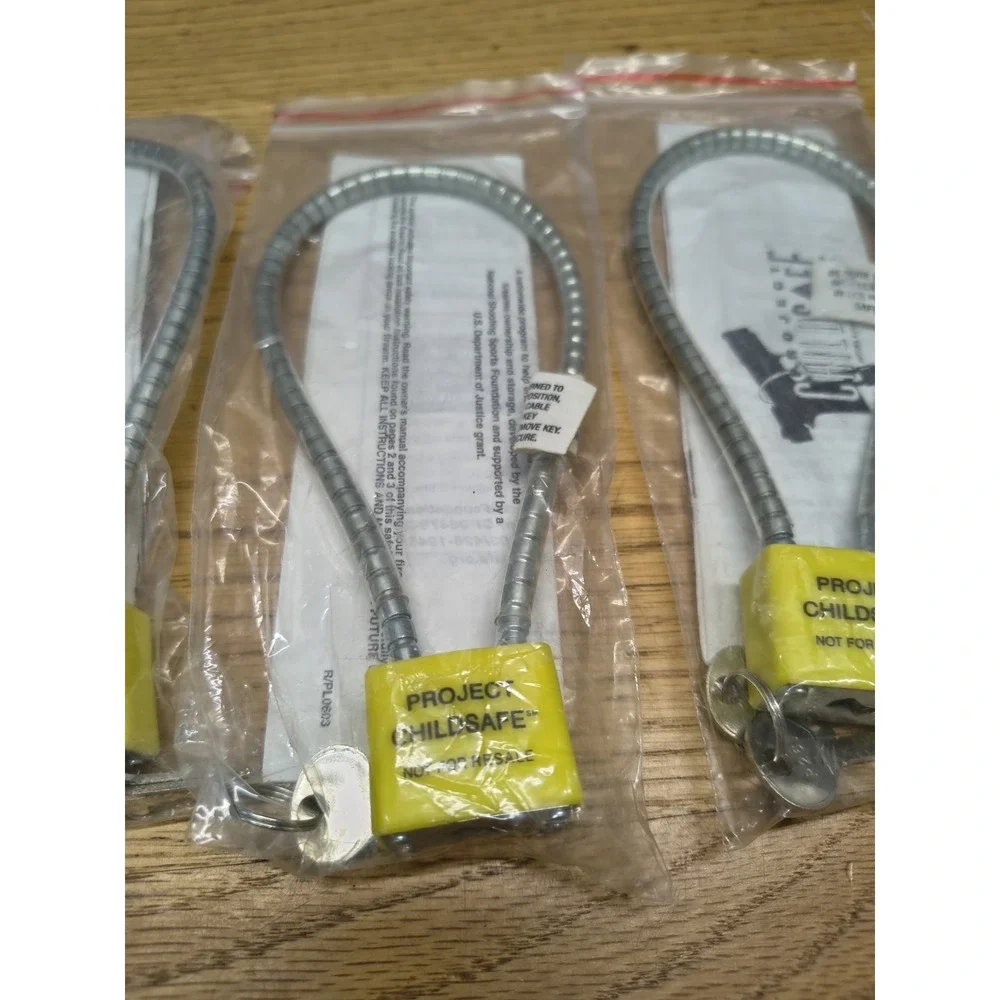 LOT (3) CABLE GUN LOCKS - LN Project ChildSafe - Pistol Handgun NEW